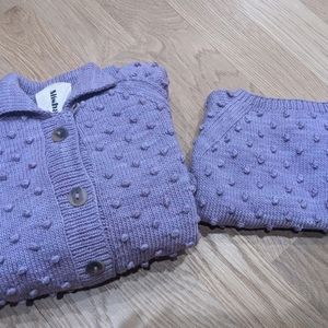 Misha and Puff lavender cardigan mama sz S